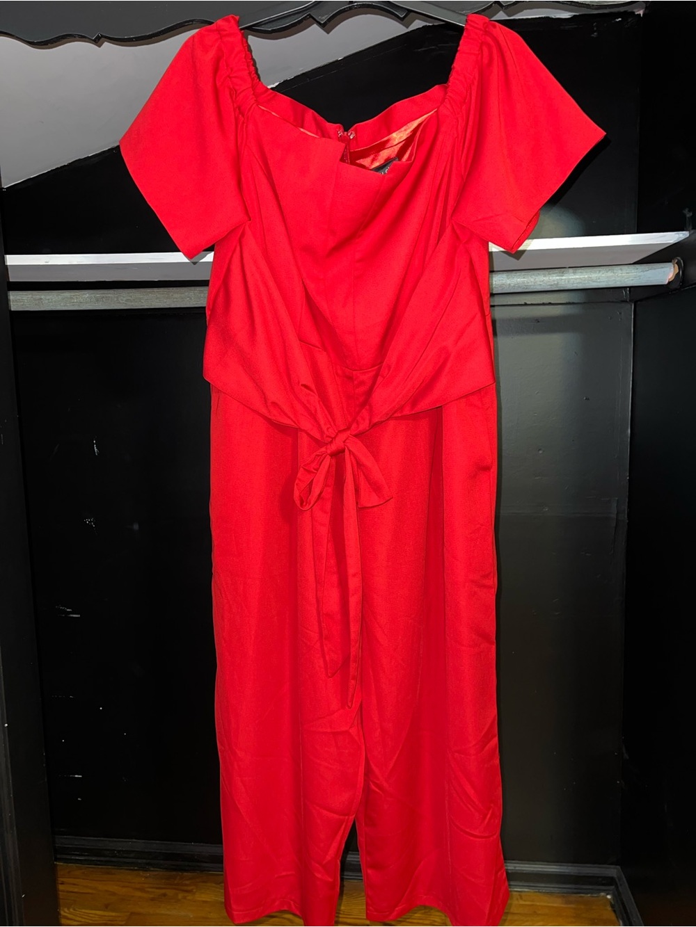 City Chic Red Tie-Front Jump Suit